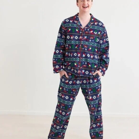 Hanna Andersson Gnome Sweet Gnome 100% Cotton Flannel Pajama Unisex Set Size M - Picture 1 of 13